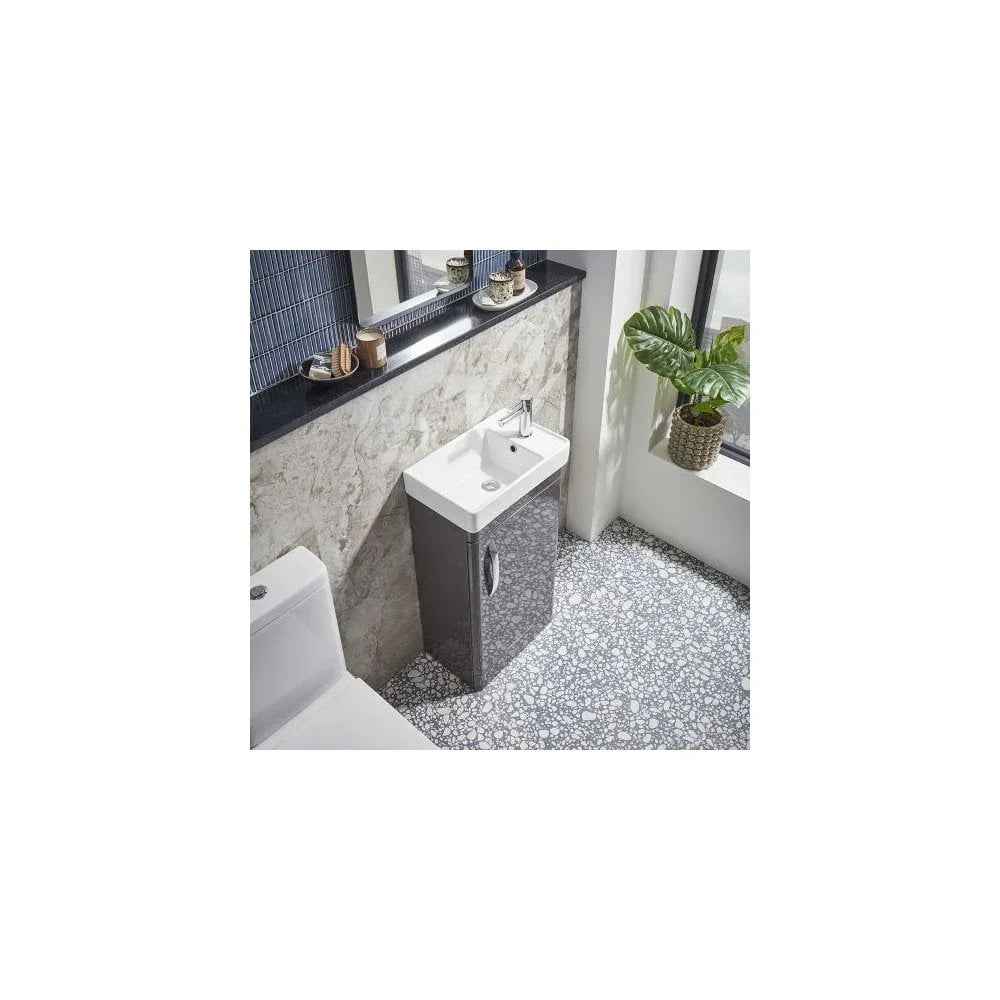 Compass 450 Cloakroom Wall Mounted Vanity Unit Gloss Clay