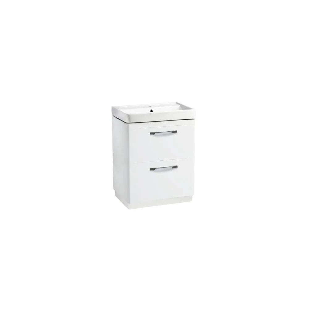 Compass 600 Double Drawer Freestanding Vanity Unit Gloss White