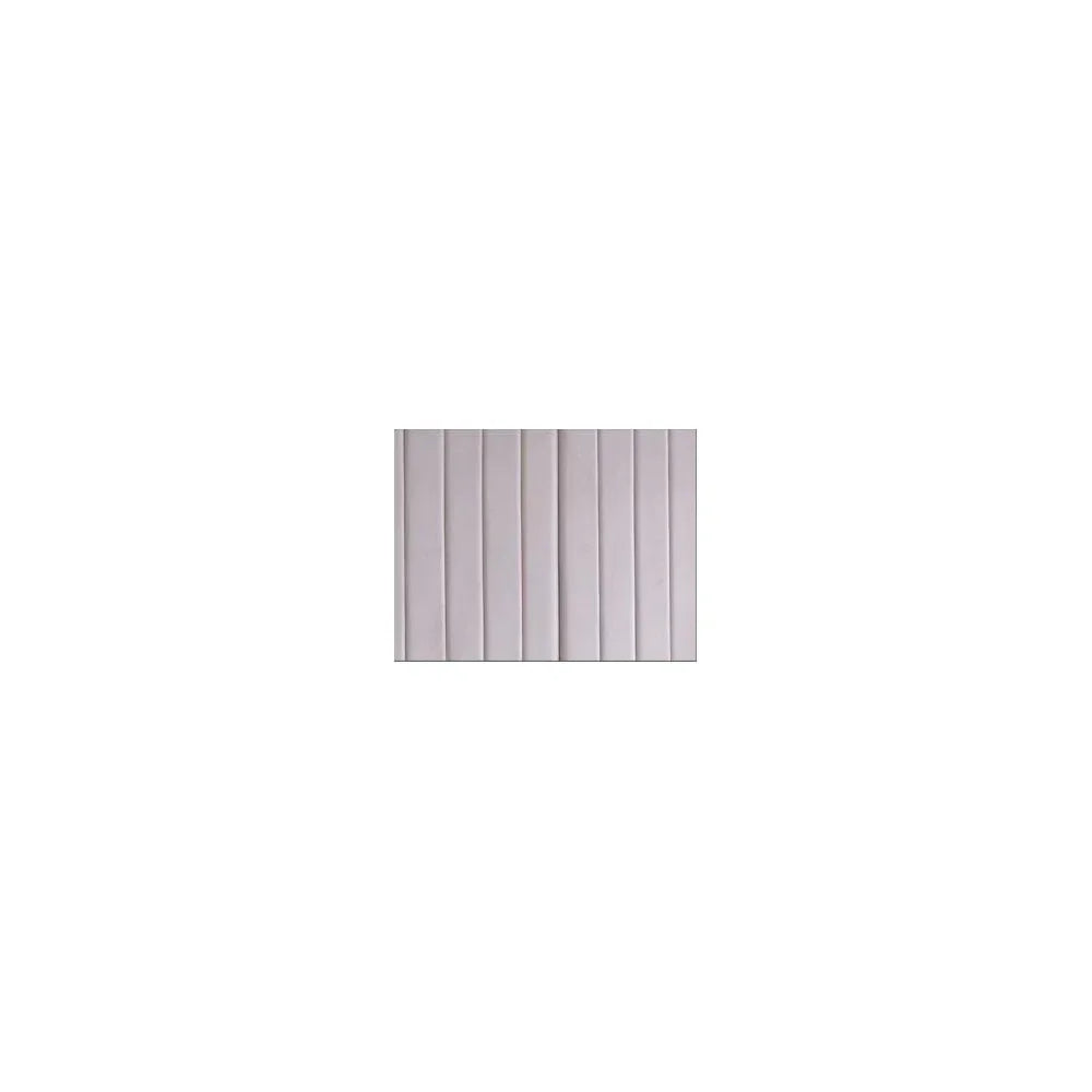 Light grey slatted bedroom panel headboard with vertical grooves, front angle view