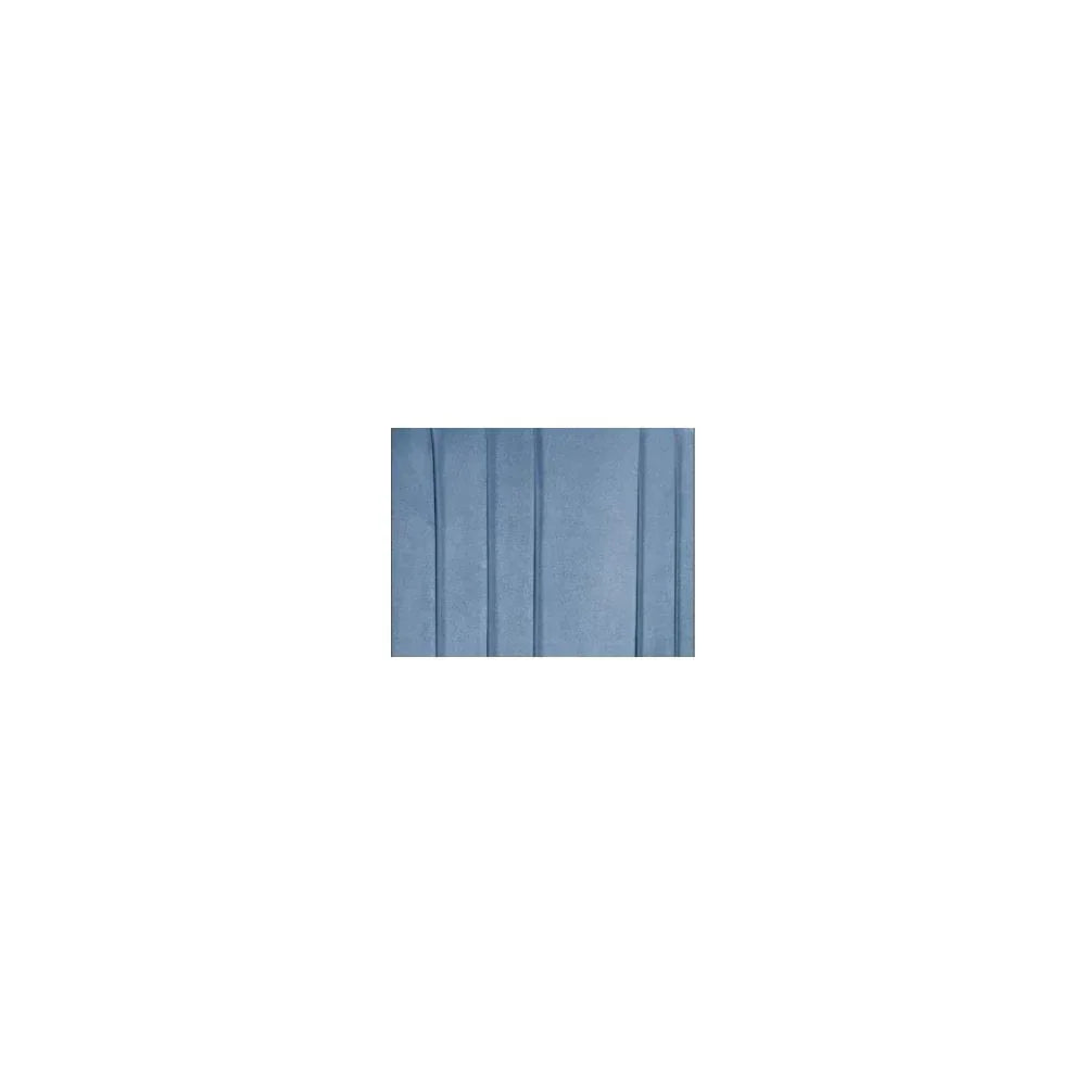 Blue velvet upholstery fabric swatch with vertical stitched panel detailing