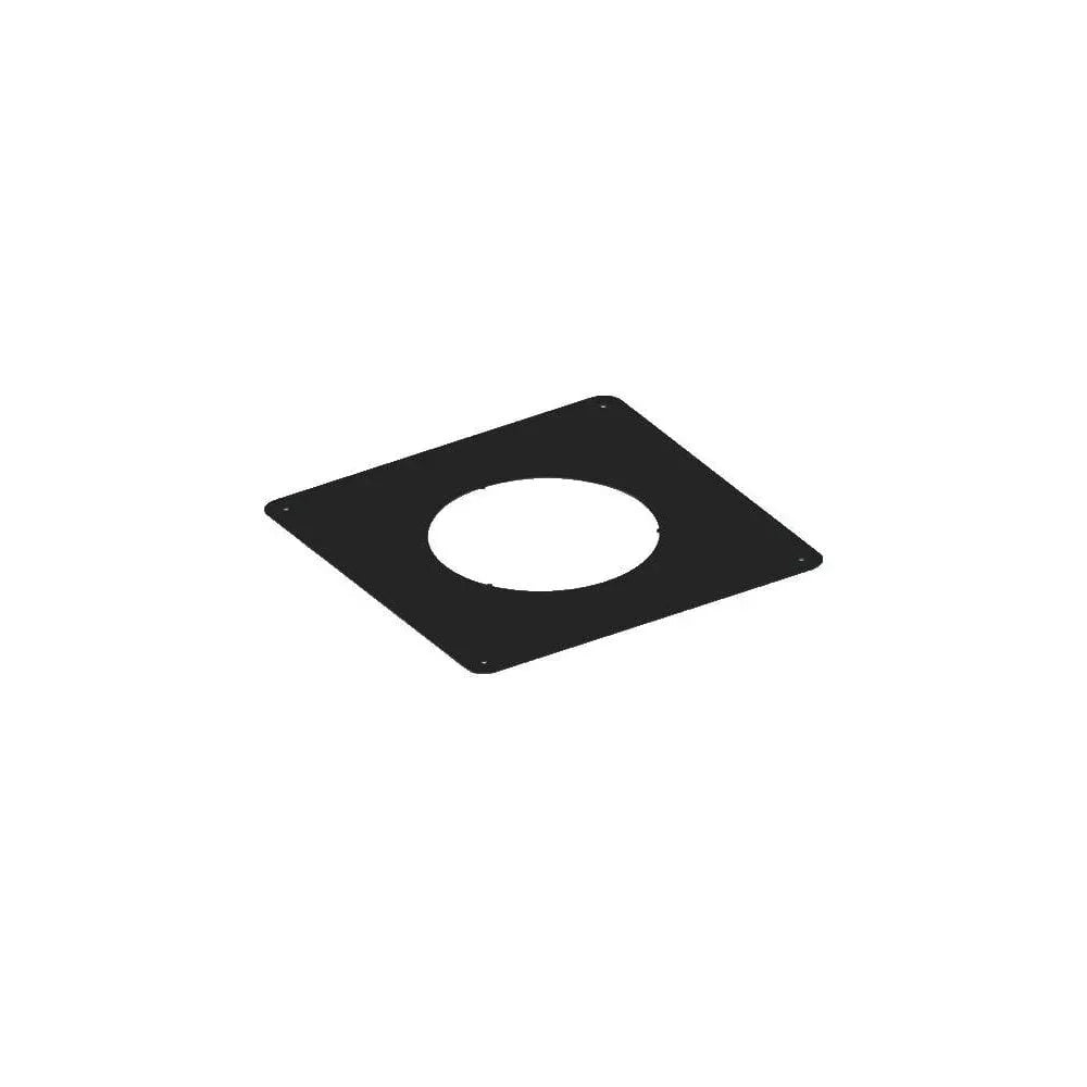 Black square metal furniture plate with center hole and rounded corners