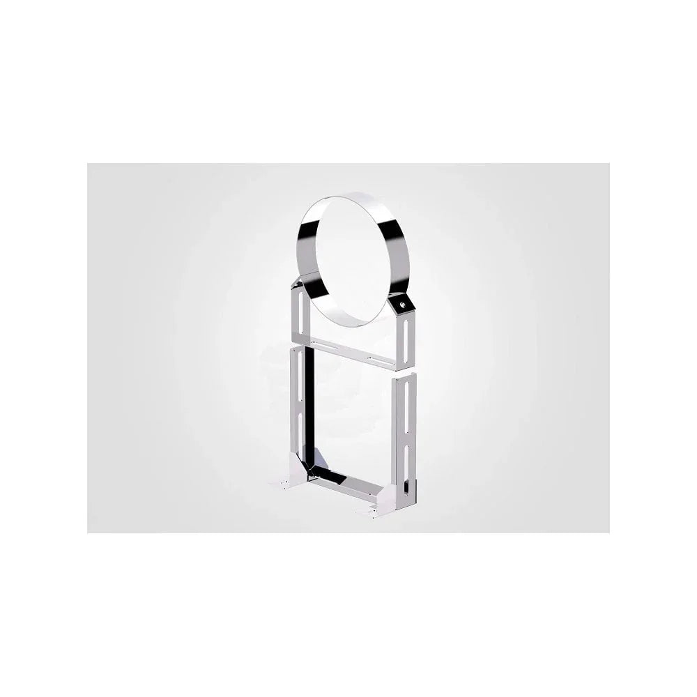 Chrome metal wall bracket with circular holder for cylinder storage