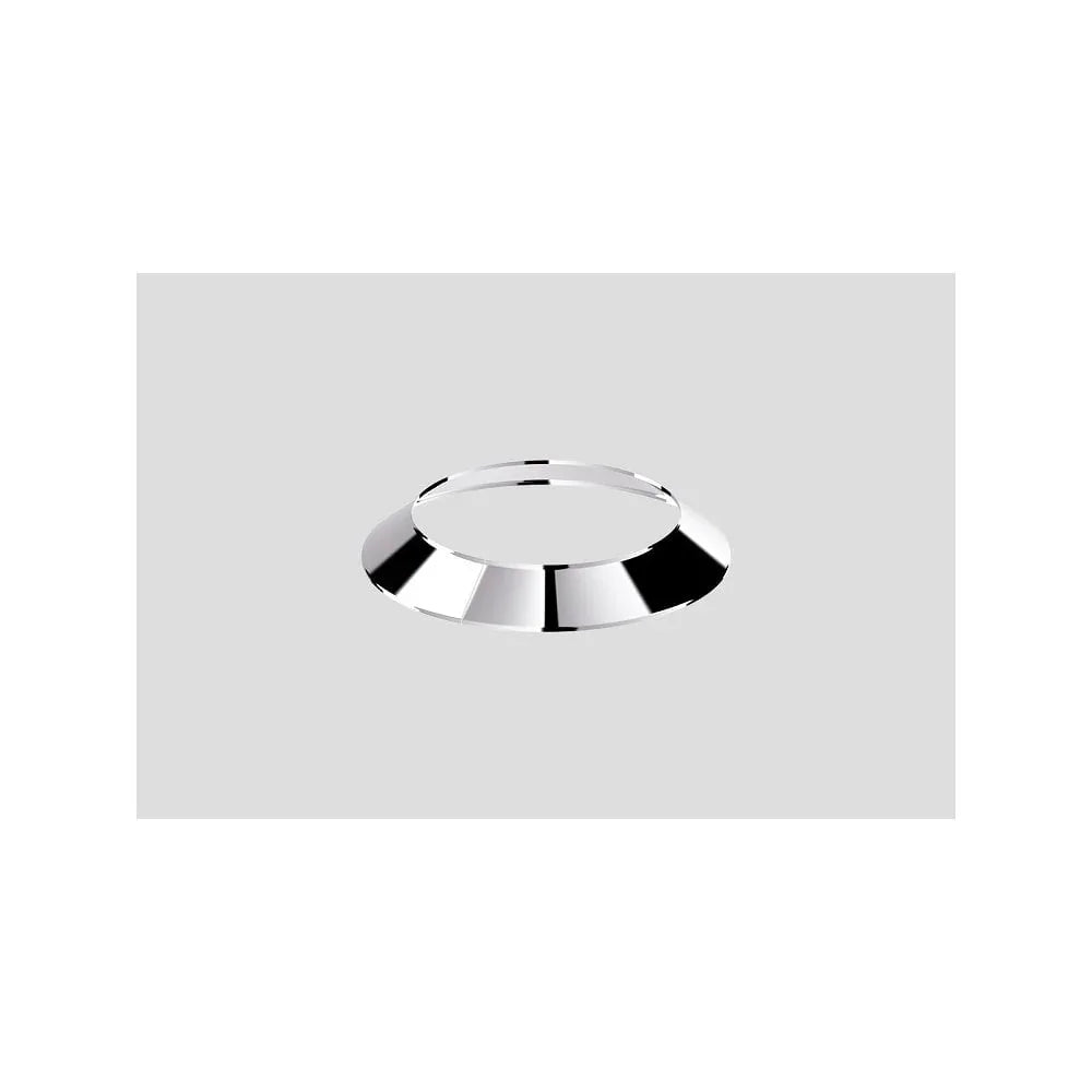 chrome metal pipe collar with angled edge on light background