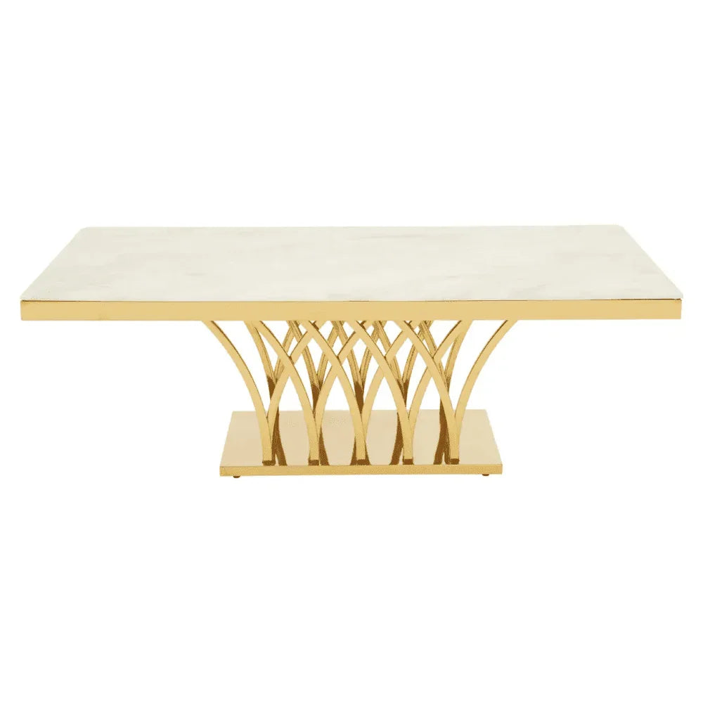 Lavello White Marble And Titan Gold Coffee Table