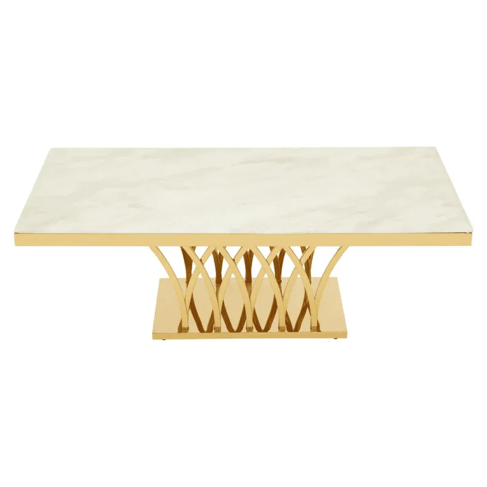 Lavello White Marble And Titan Gold Coffee Table