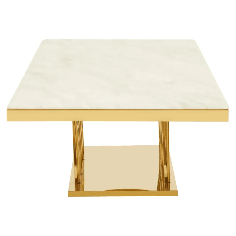 Lavello White Marble And Titan Gold Coffee Table
