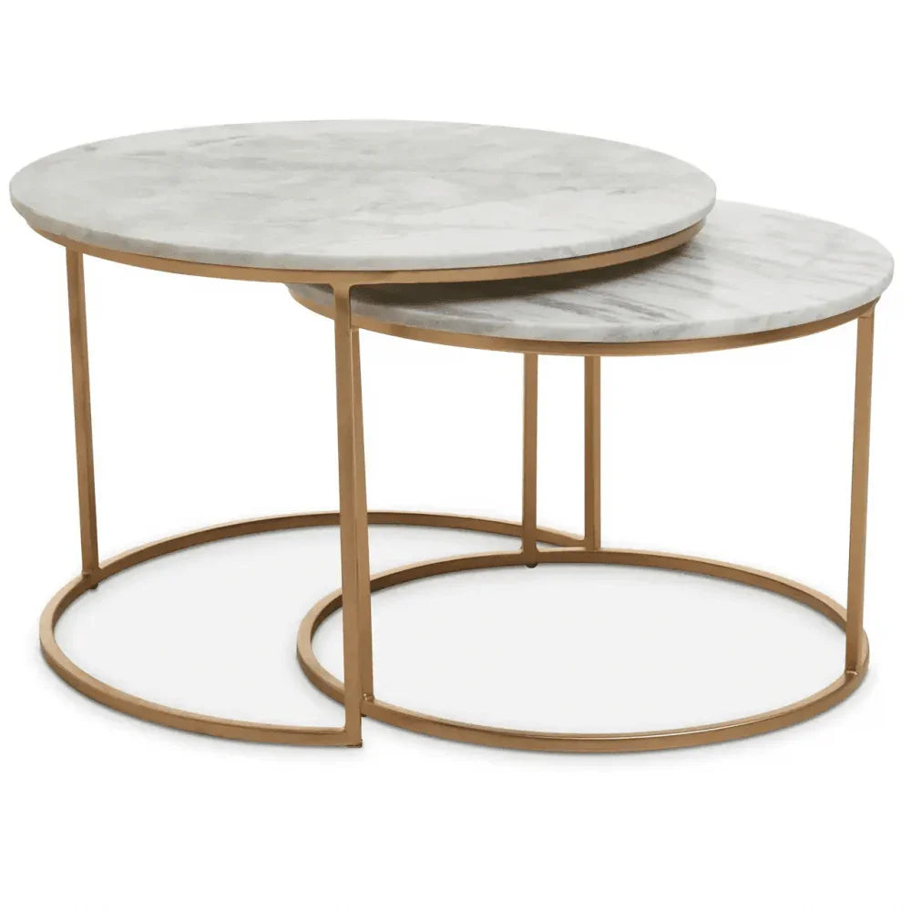 Aurelia Nest Of 2 White Marble Coffee Tables