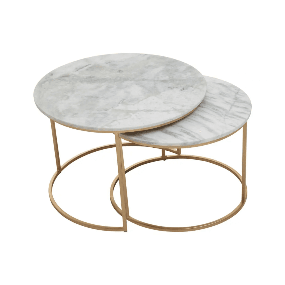 Aurelia Nest Of 2 White Marble Coffee Tables