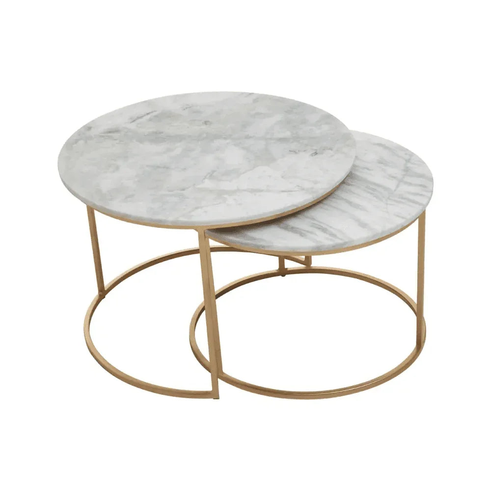 Aurelia Nest Of 2 White Marble Coffee Tables