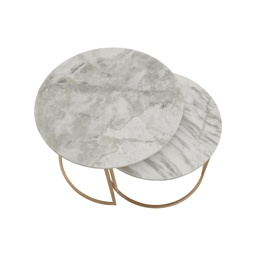Aurelia Nest Of 2 White Marble Coffee Tables