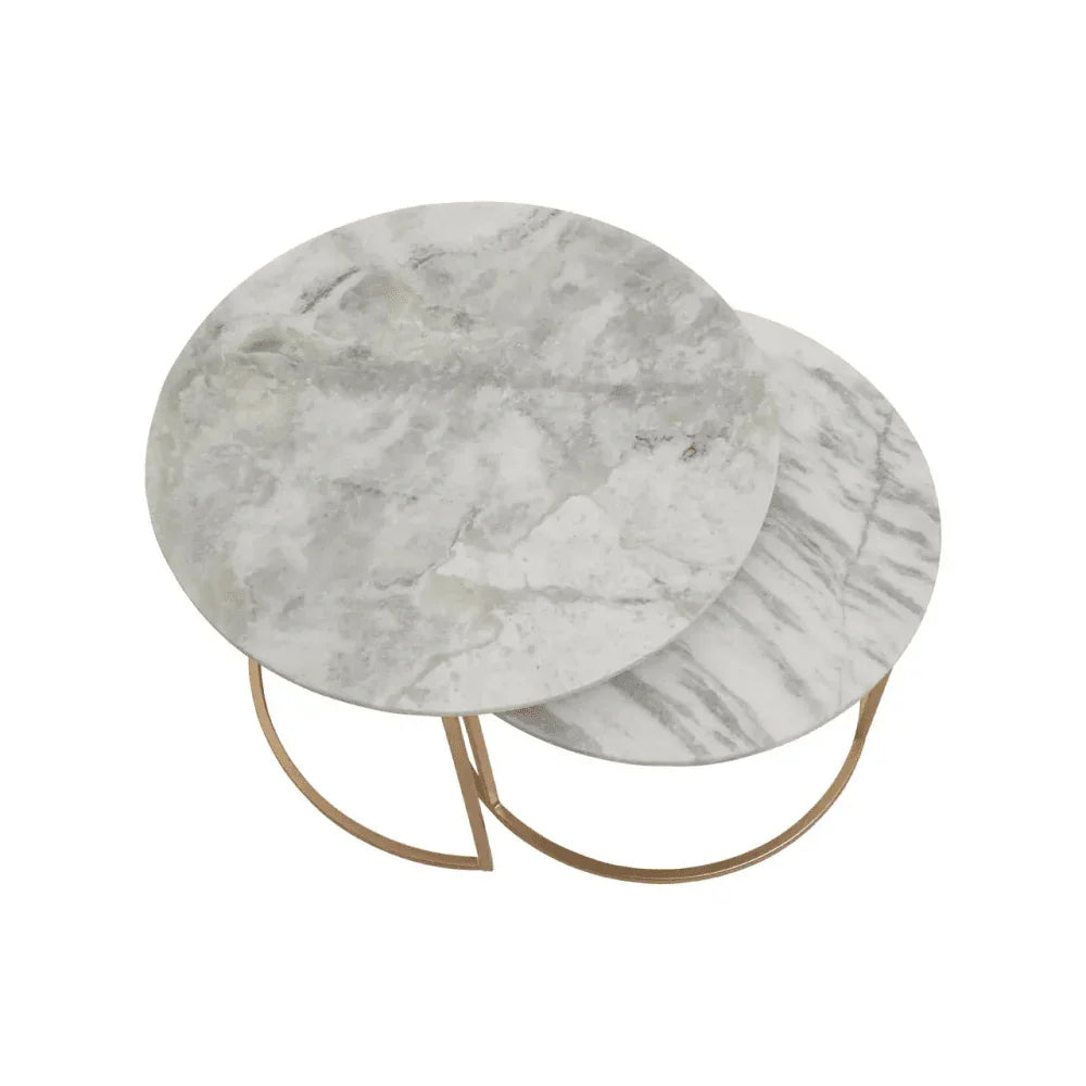 Aurelia Nest Of 2 White Marble Coffee Tables