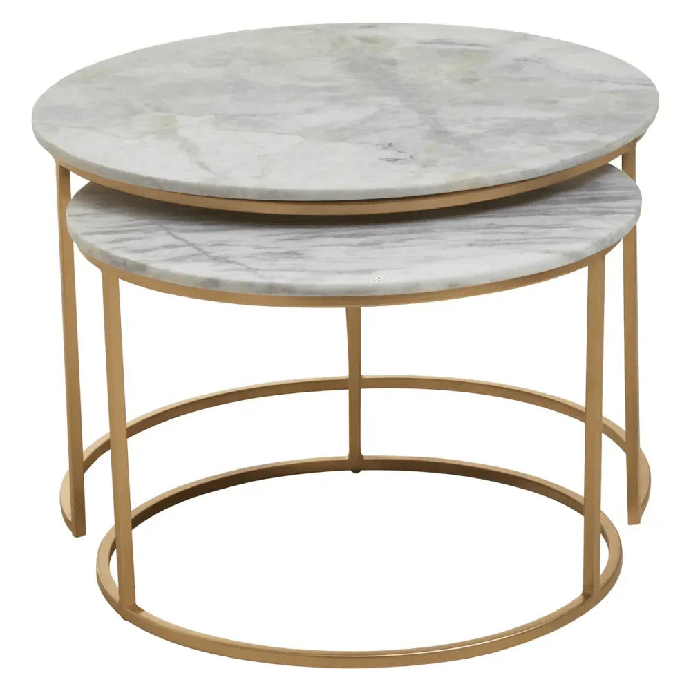 Aurelia Nest Of 2 White Marble Coffee Tables