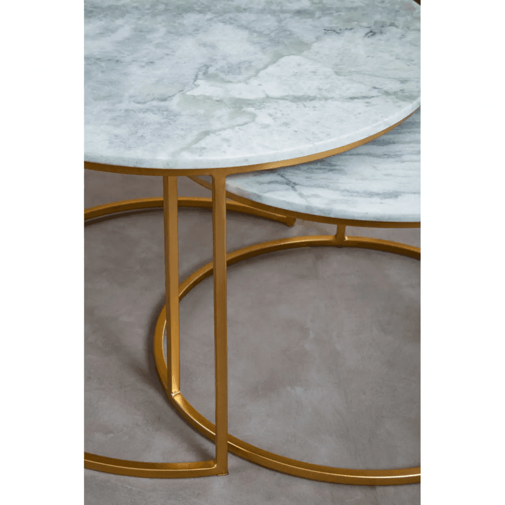 Aurelia Nest Of 2 White Marble Coffee Tables