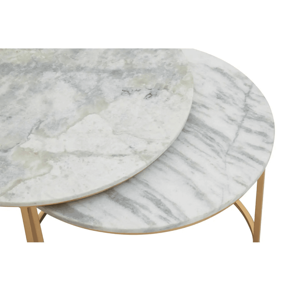 Aurelia Nest Of 2 White Marble Coffee Tables
