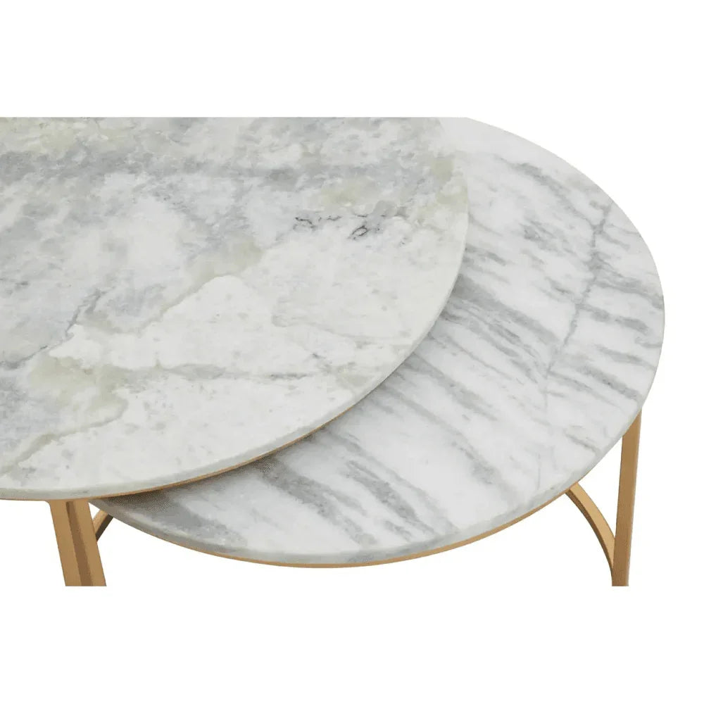 Aurelia Nest Of 2 White Marble Coffee Tables