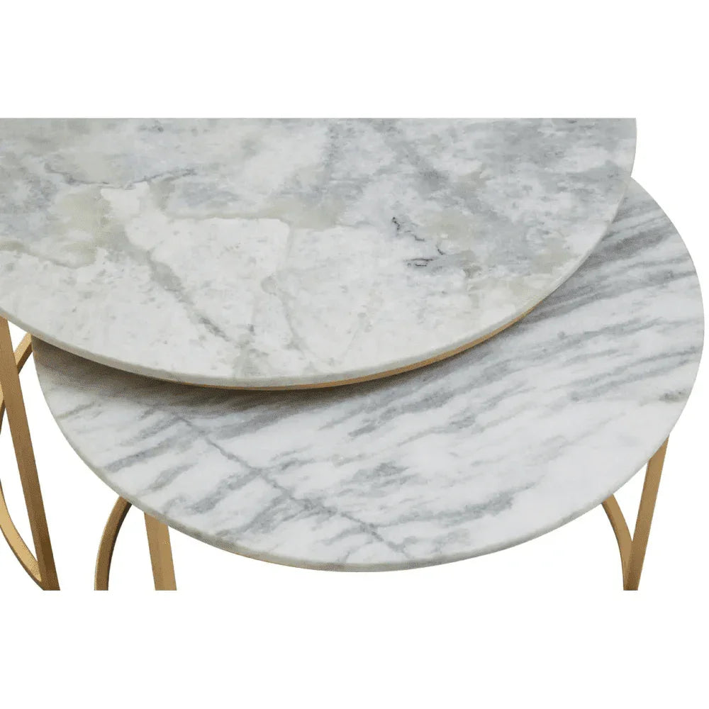 Aurelia Nest Of 2 White Marble Coffee Tables