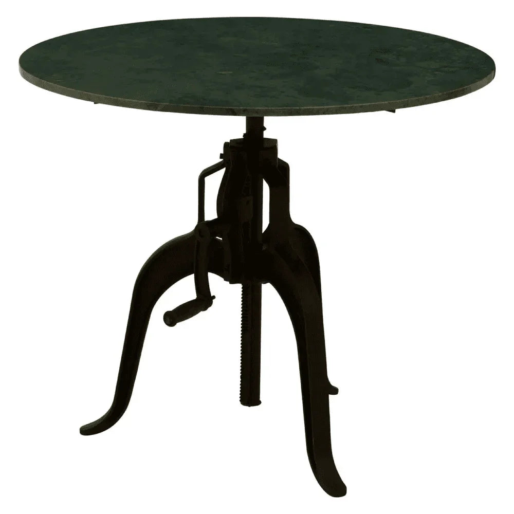 Vero Three Leg Small Green Marble Iron Table