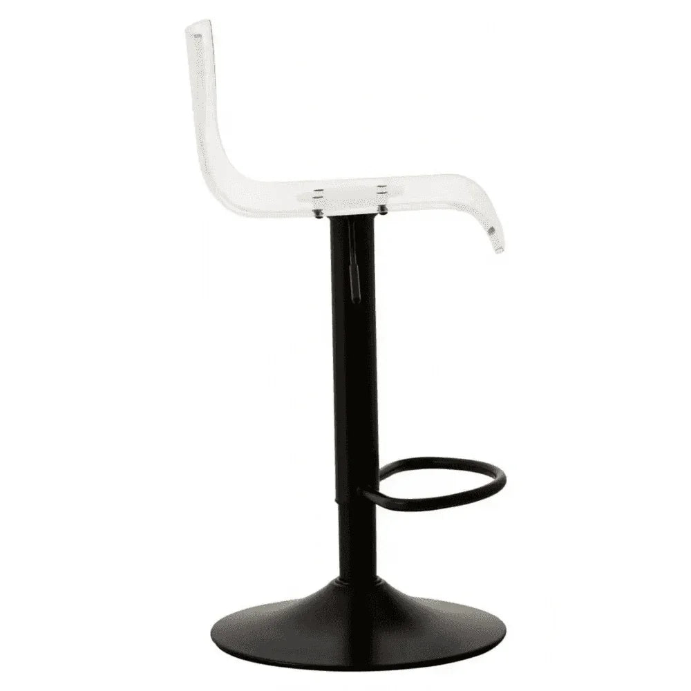 Elara Acrylic and Black Metal Bar Stool
