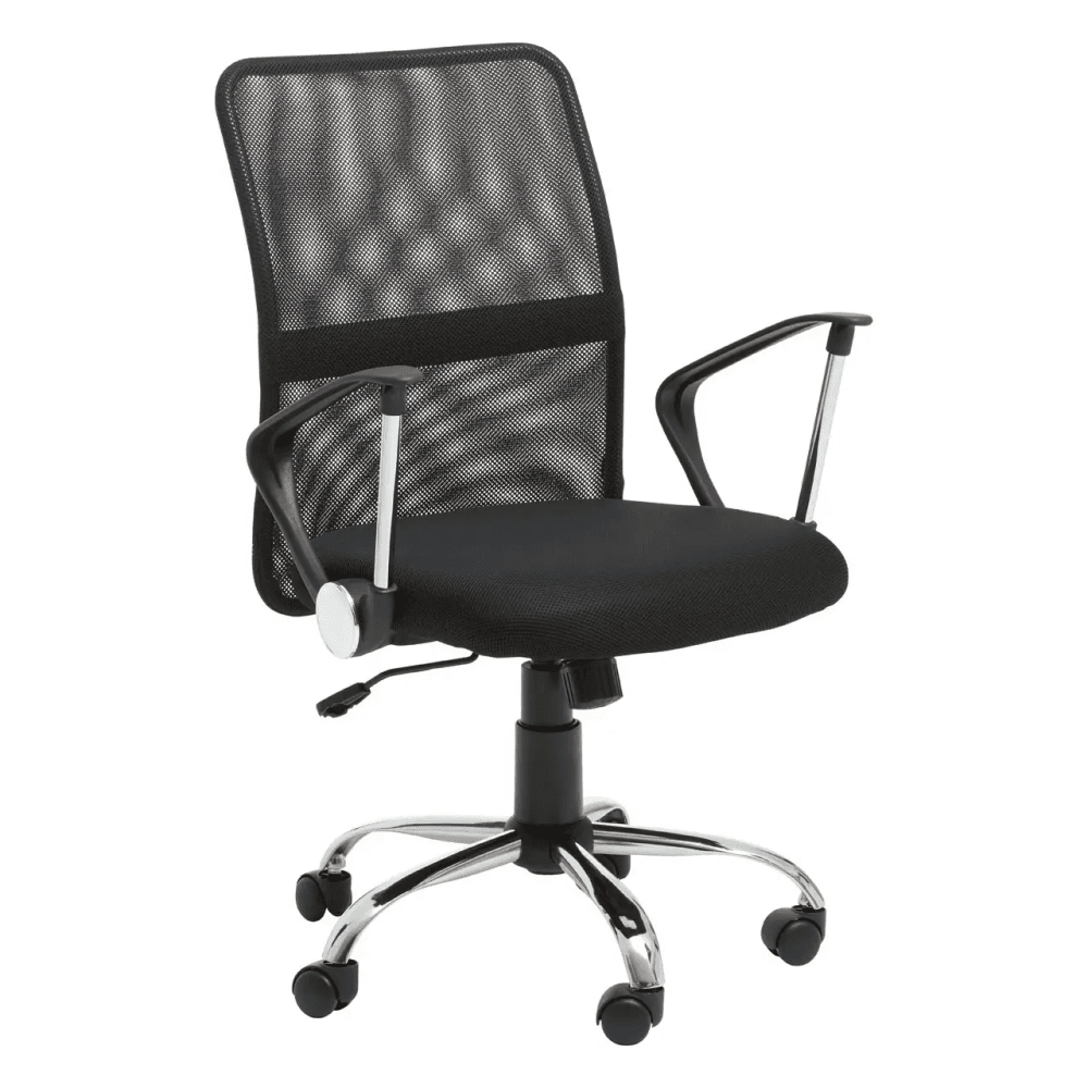 Orion Black Home Office Chair With Chrome Arms