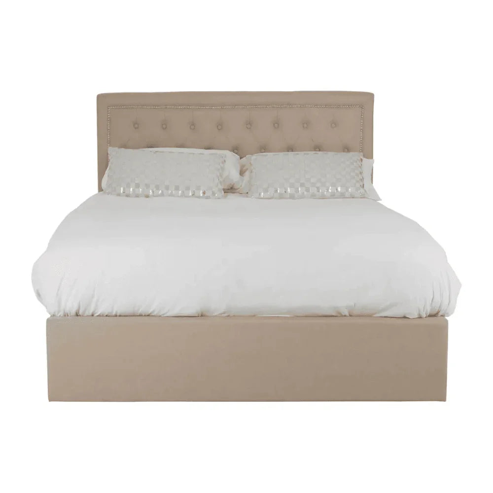 Ava Beige Double Ottoman Bed