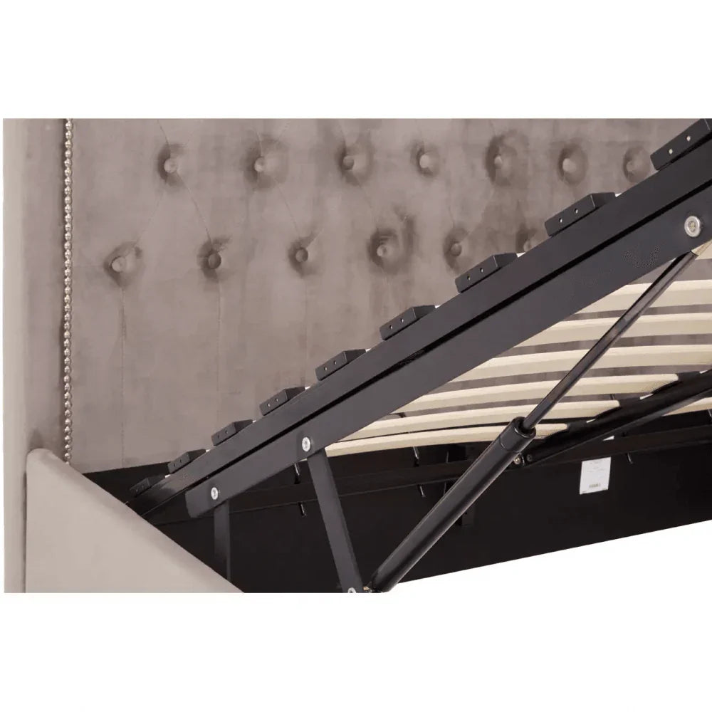 Ava Brushed Steel Velvet Double Bed