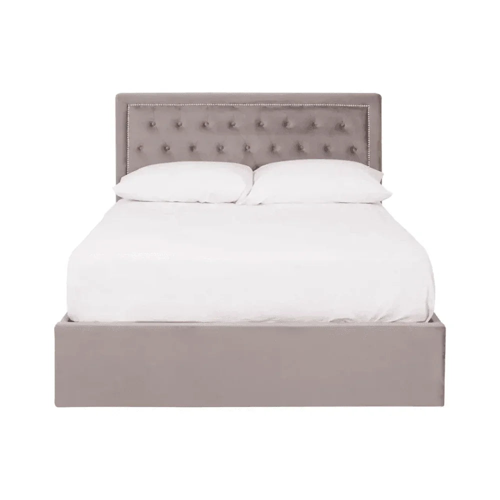 Ava Brushed Steel Velvet Double Bed
