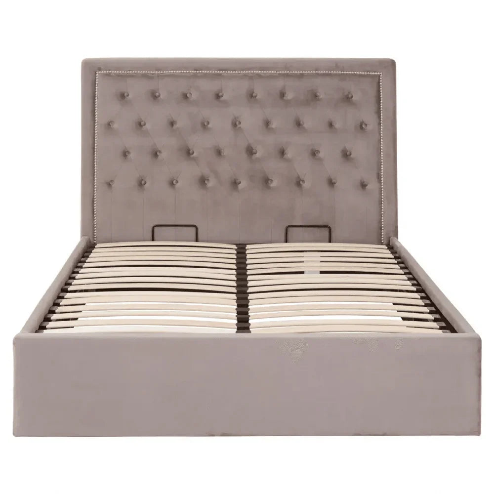 Ava Brushed Steel Velvet Double Bed