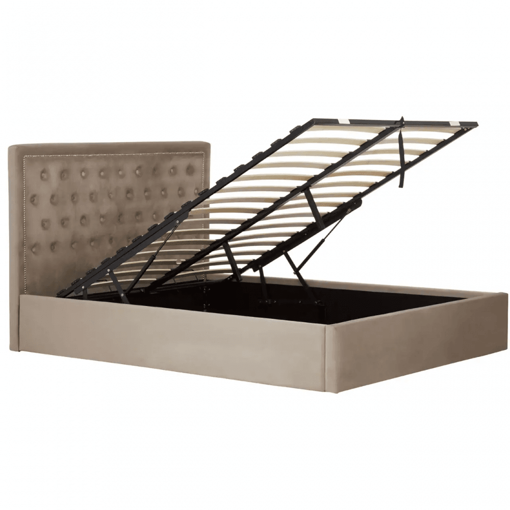 Ava Mink Velvet Kingsize Ottoman Bed