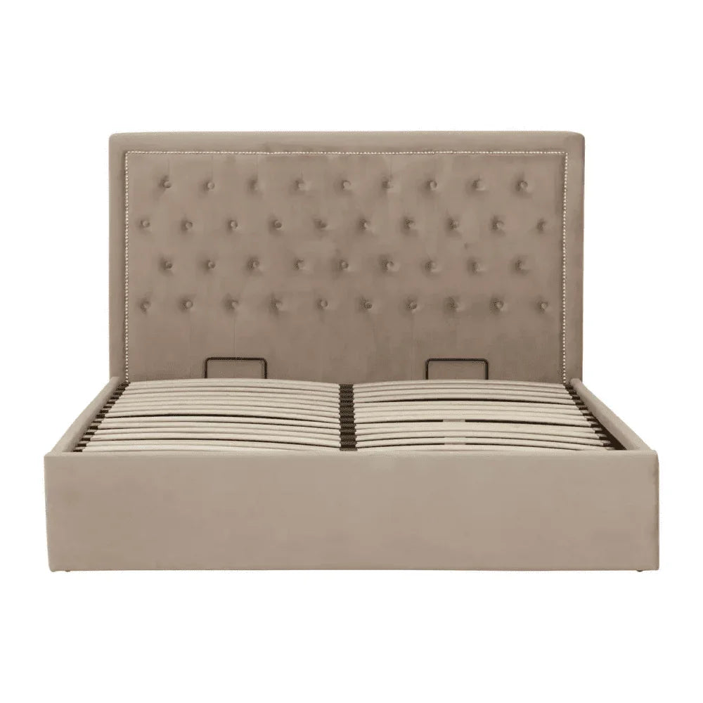 Ava Mink Velvet Kingsize Ottoman Bed