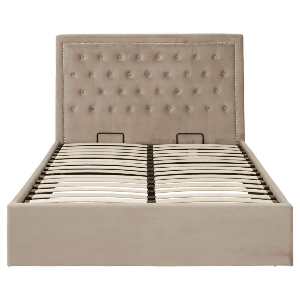 Ava Mink Velvet Double Ottoman Bed