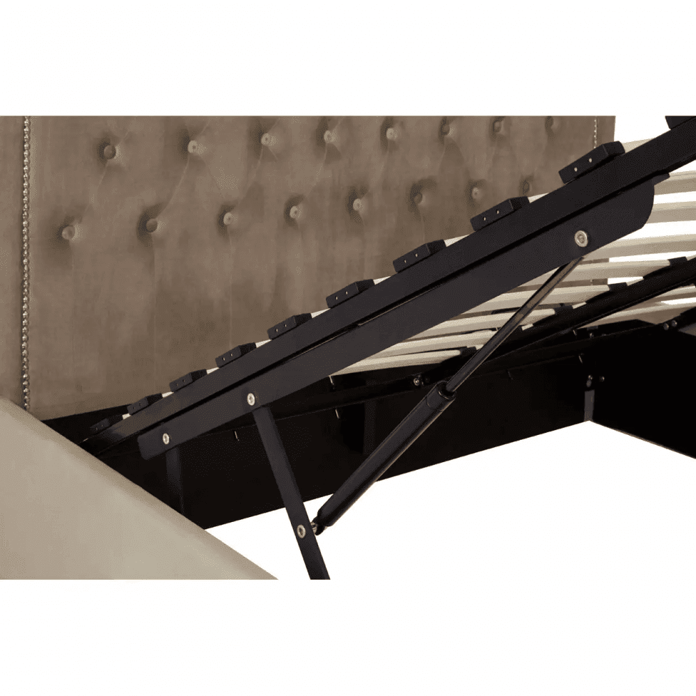 Ava Mink Velvet Double Ottoman Bed