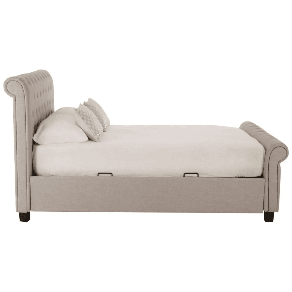 Astoria Light Grey Double Ottoman Bed
