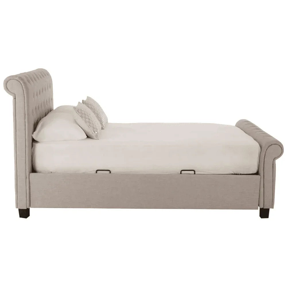 Astoria Light Grey Double Ottoman Bed