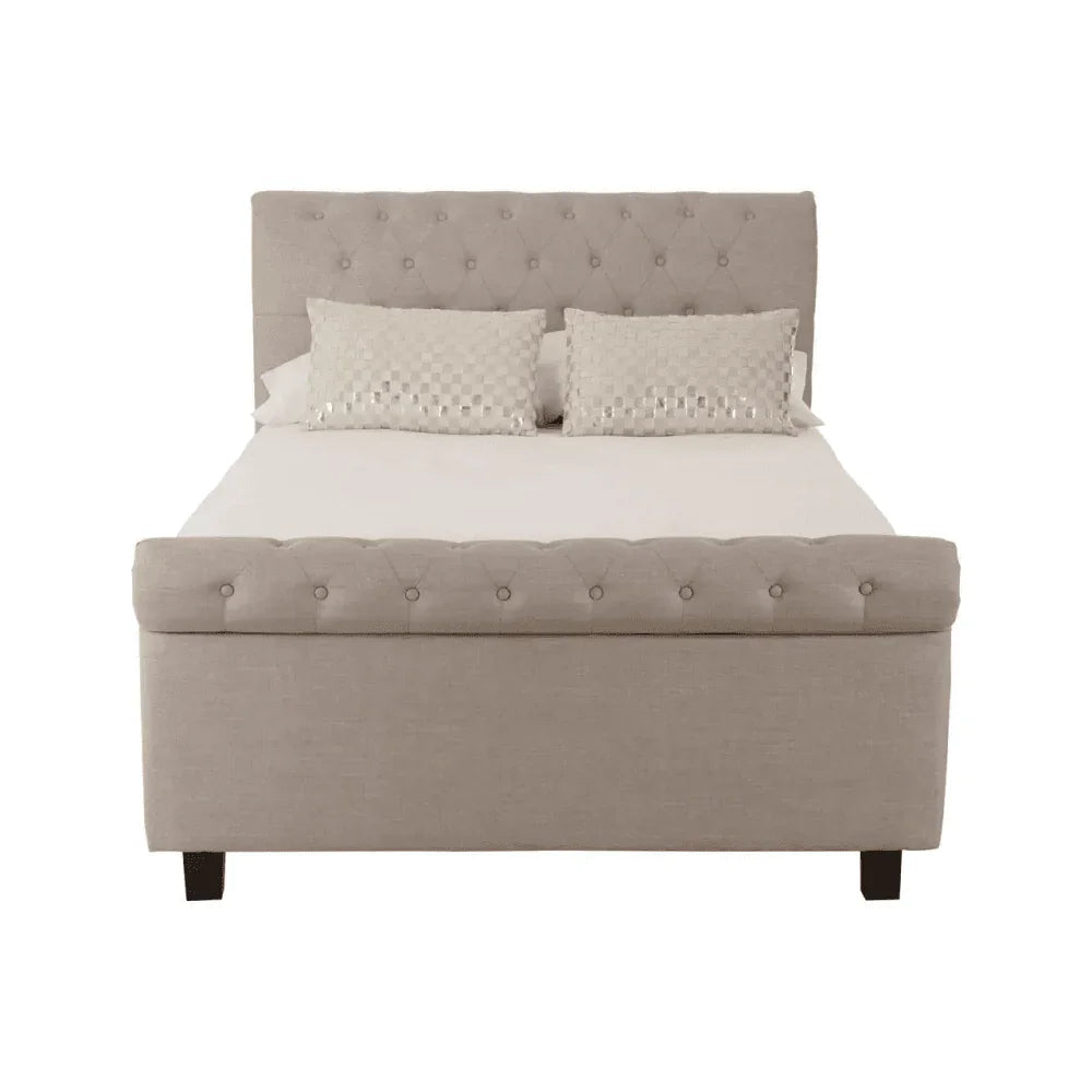 Astoria Light Grey Double Ottoman Bed