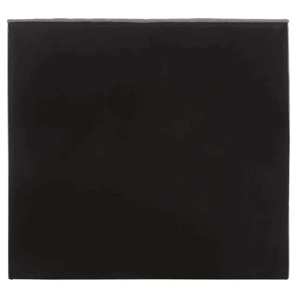 Black velvet square headboard with smooth surface and stitched edge detail