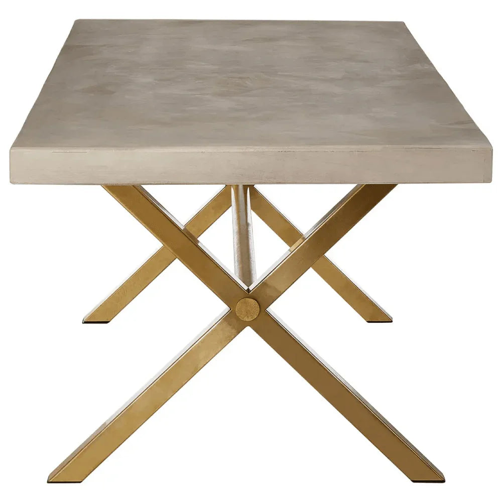 Buy modern concrete dining table with gold metal legs online, luxury contemporary furniture
