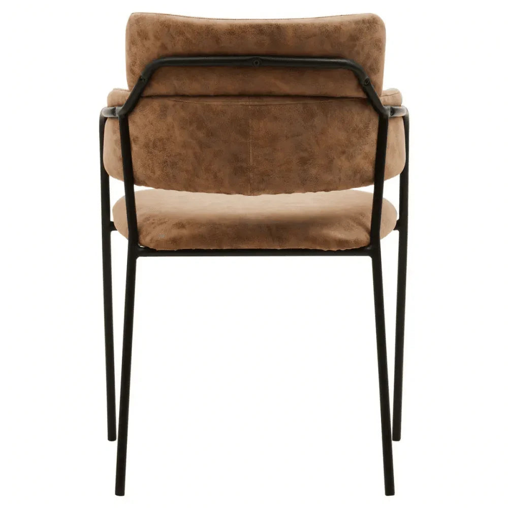 Buy brown upholstered dining chair with metal frame online, modern accent seating