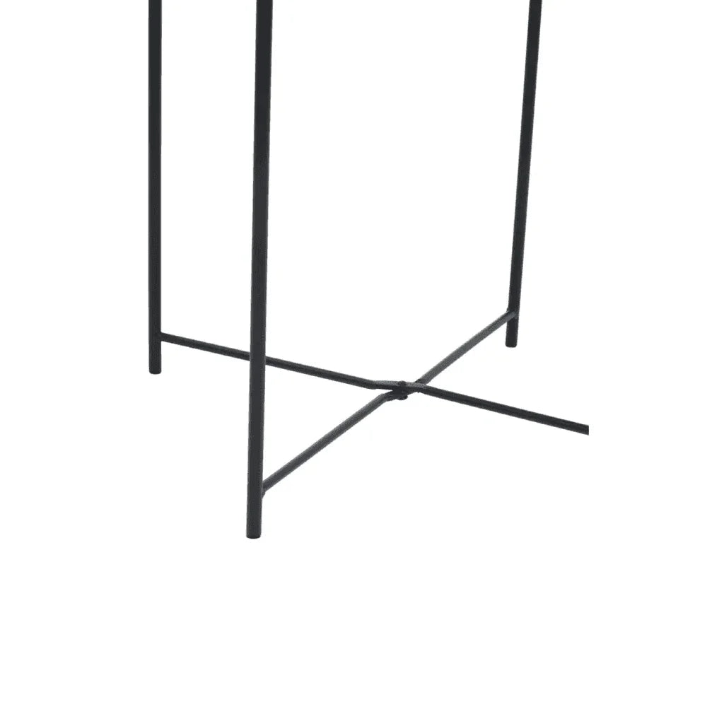 Black metal table legs with crossbar support, minimalistic furniture base design