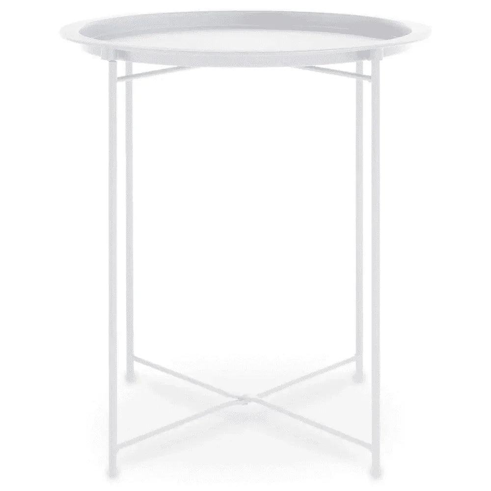 Bronzo Round White Side Table