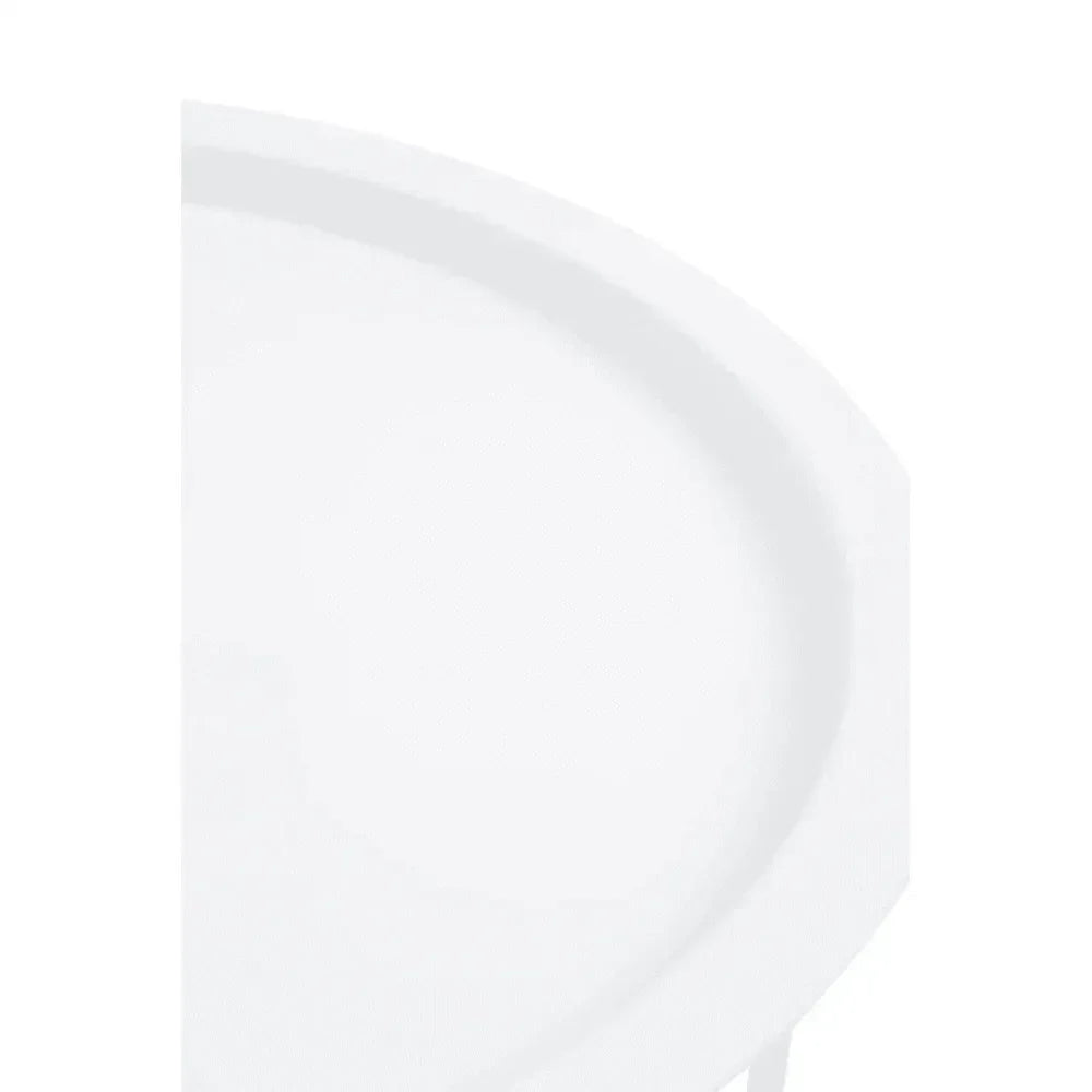 Close-up of white round tabletop with smooth edge detail