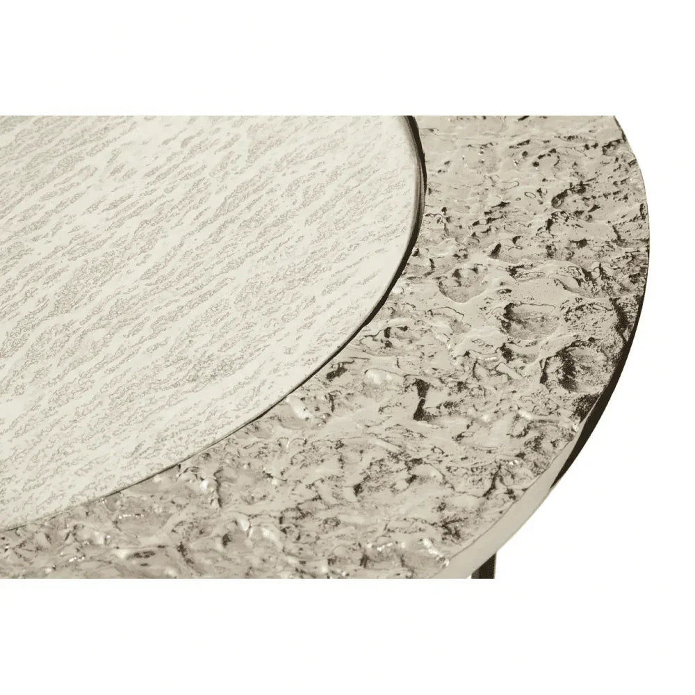 Closeup of textured glass table top with frosted and clear sections