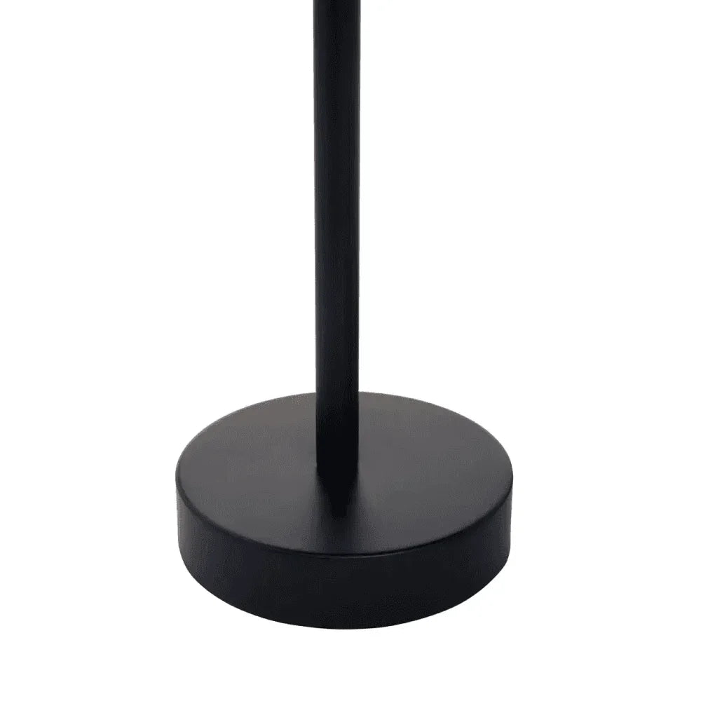 Black metal lamp base with round flat base and vertical support column