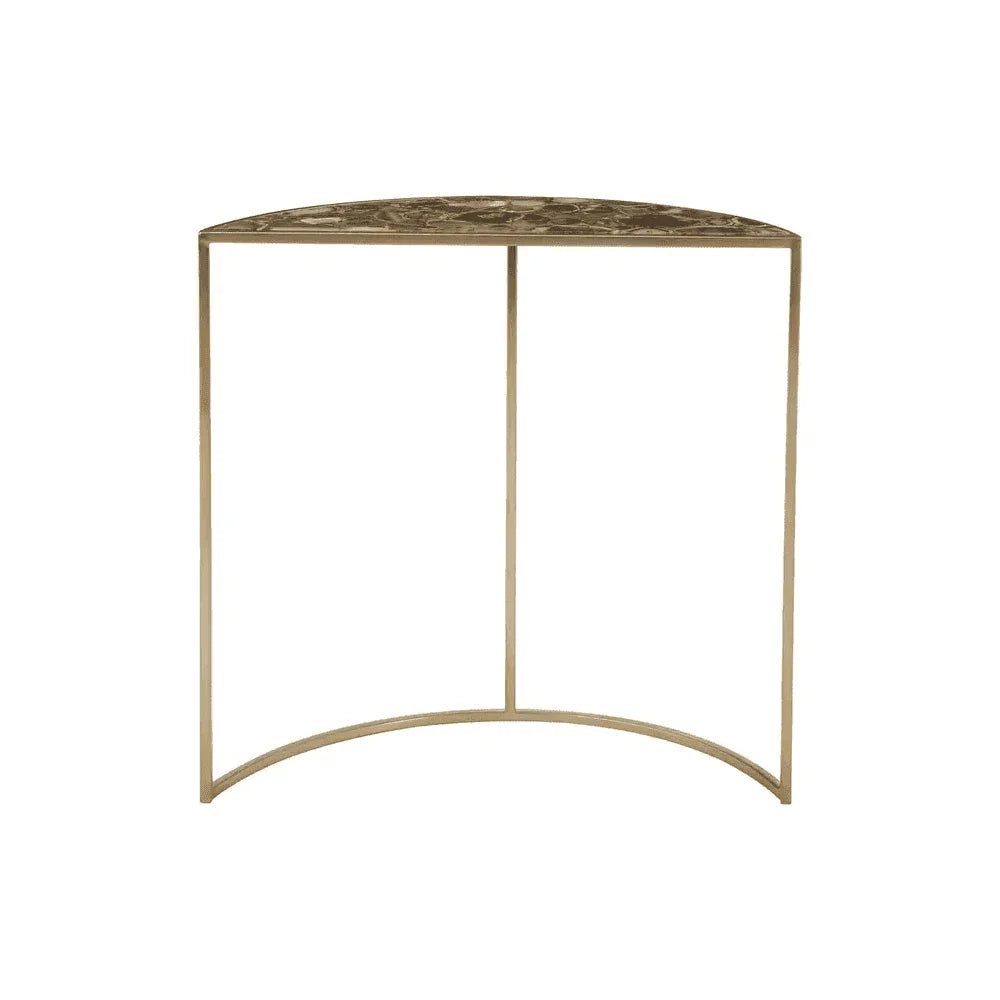 Luna Half Moon Black Agate Top Table