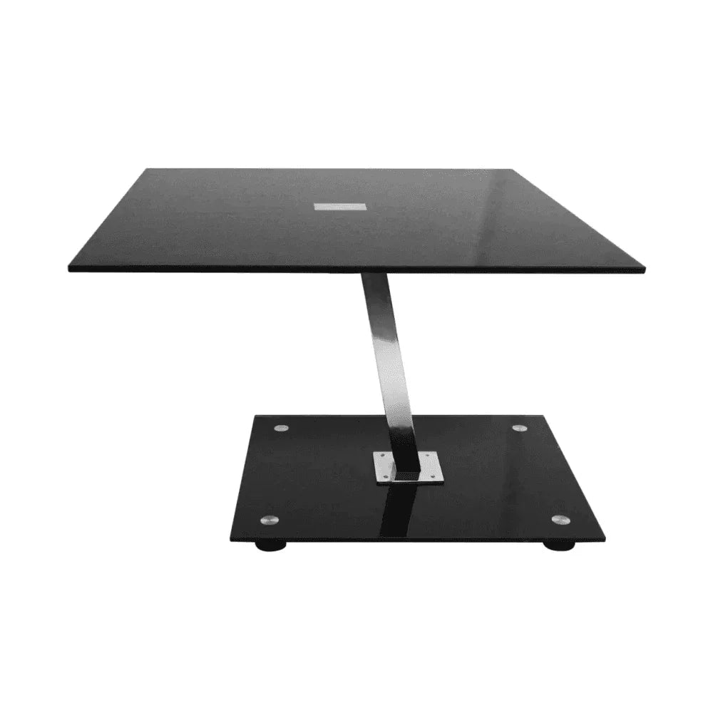 Jet Black Tempered Glass Top End Table