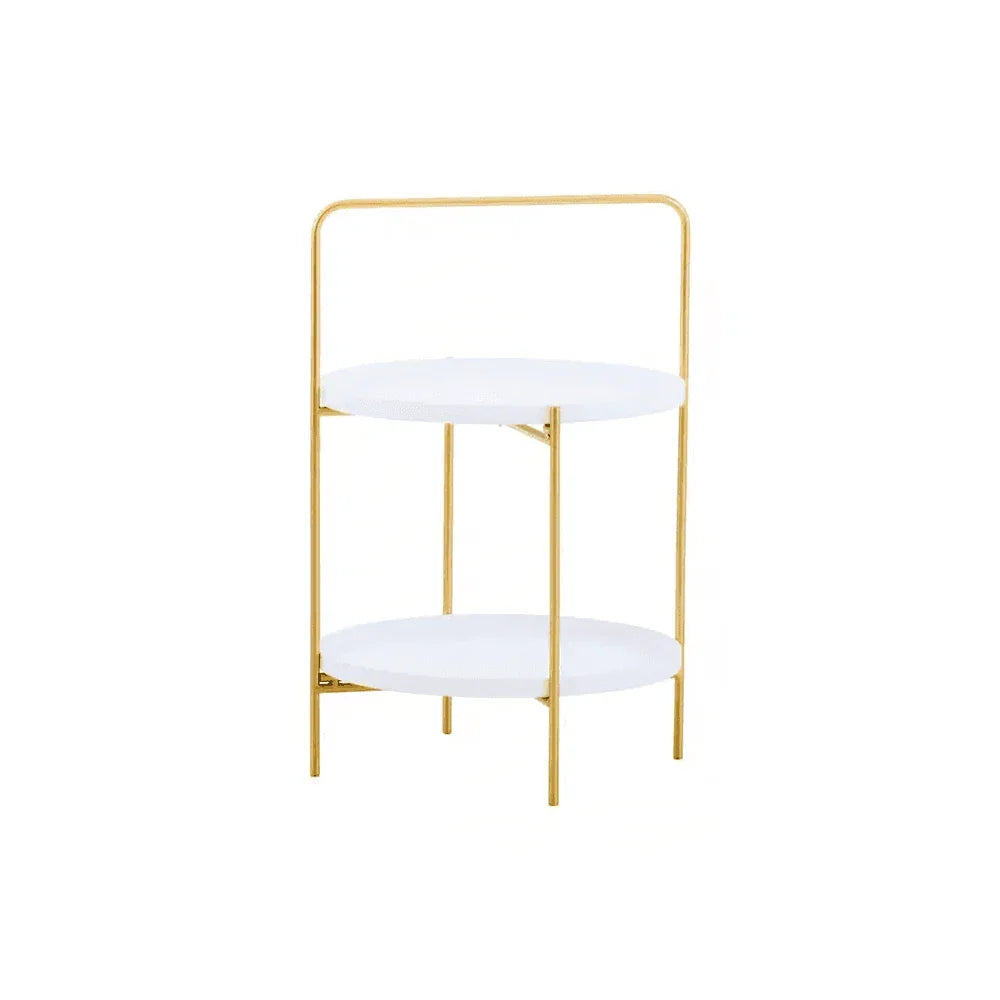Orion Two Tier White & Gold Side Table