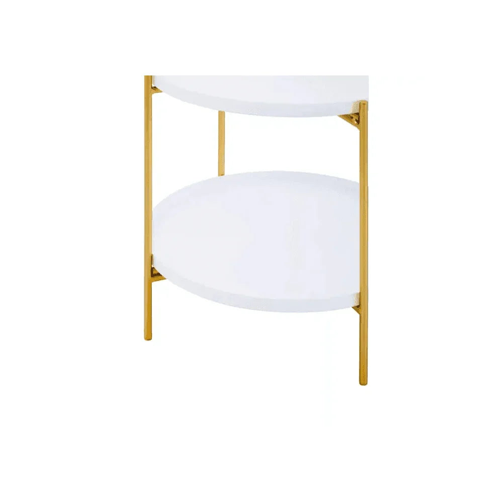 Orion Two Tier White & Gold Side Table