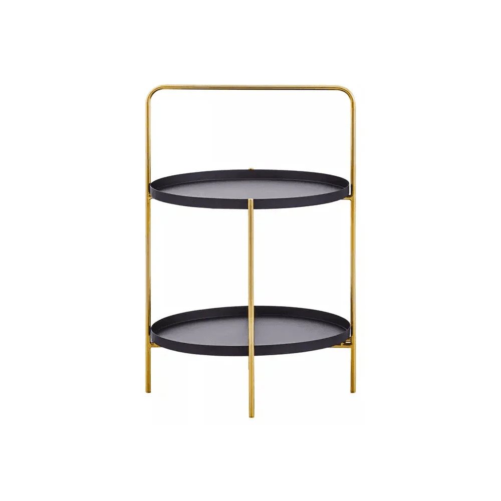 Orion Two Tier Black & Gold Side Table