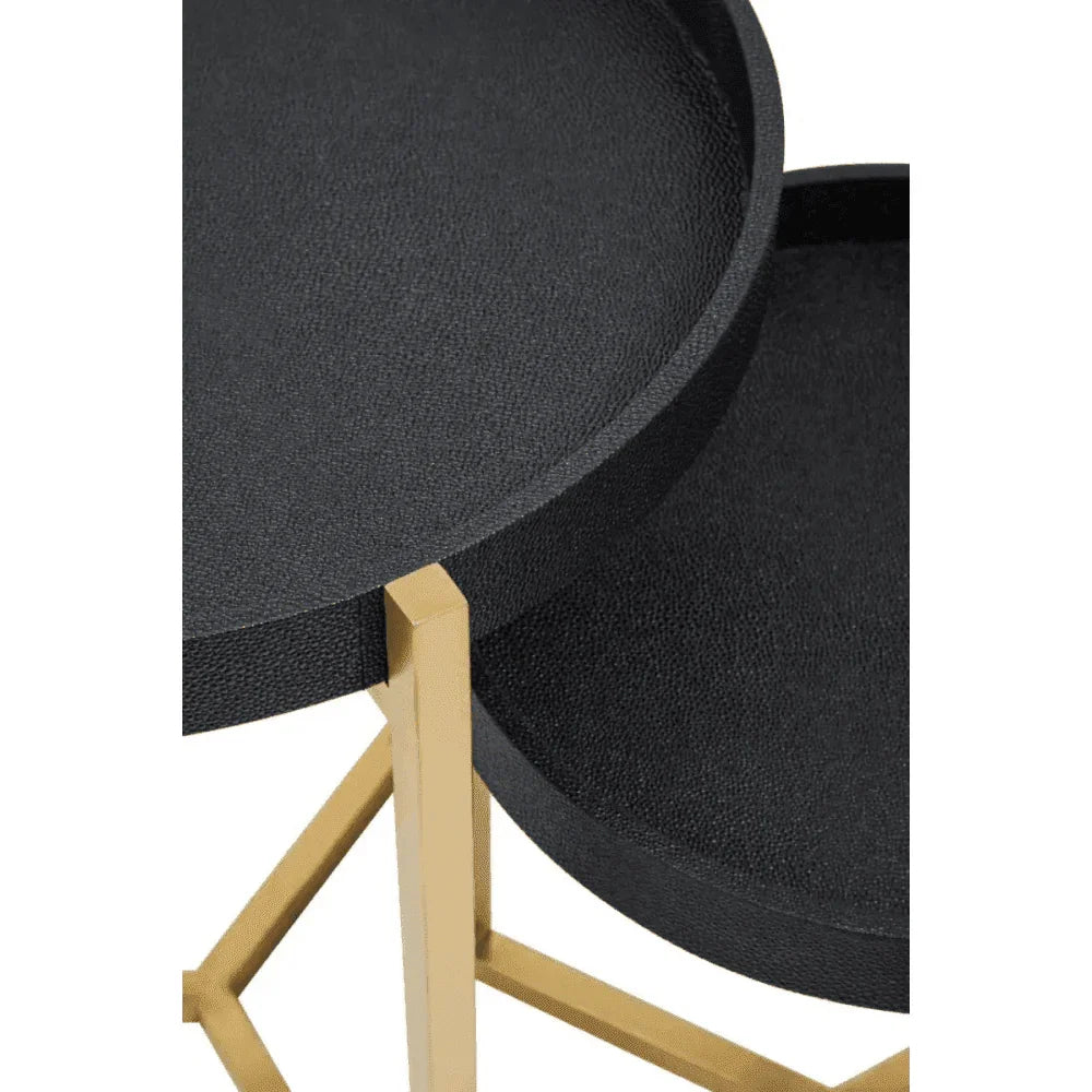Cordoba Set Of Two Black Shagreen Tray Tables