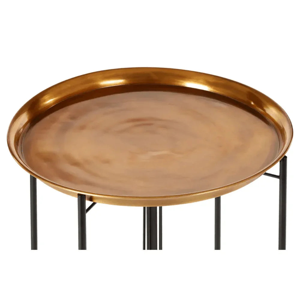 Calista Large Brass And Black Finish Side Table