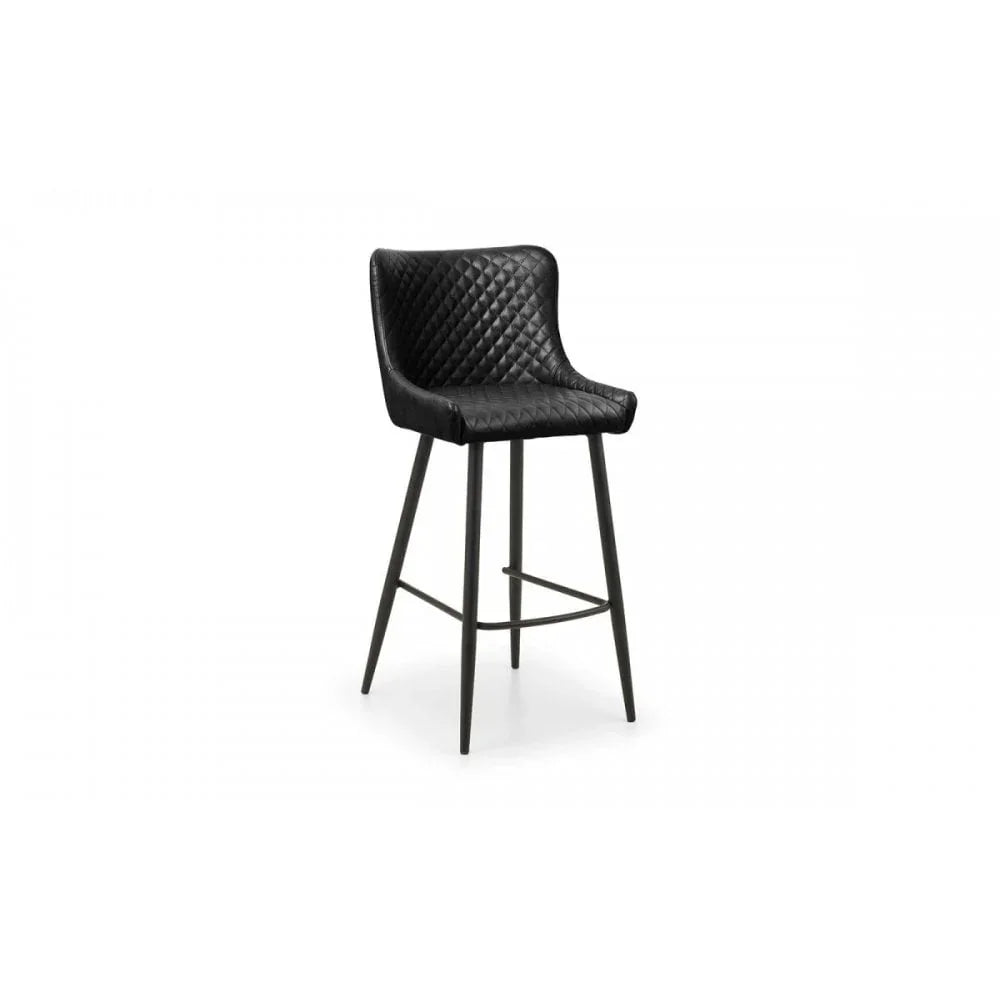 Luxe Faux Leather Barstool - Black